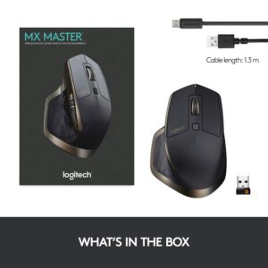 Logitech MX Master Wireless Mouse – High-precision Sensor, Speed-Adaptive Scroll Wheel, Easy-Switch up to 3 Devices - Meteorite Black