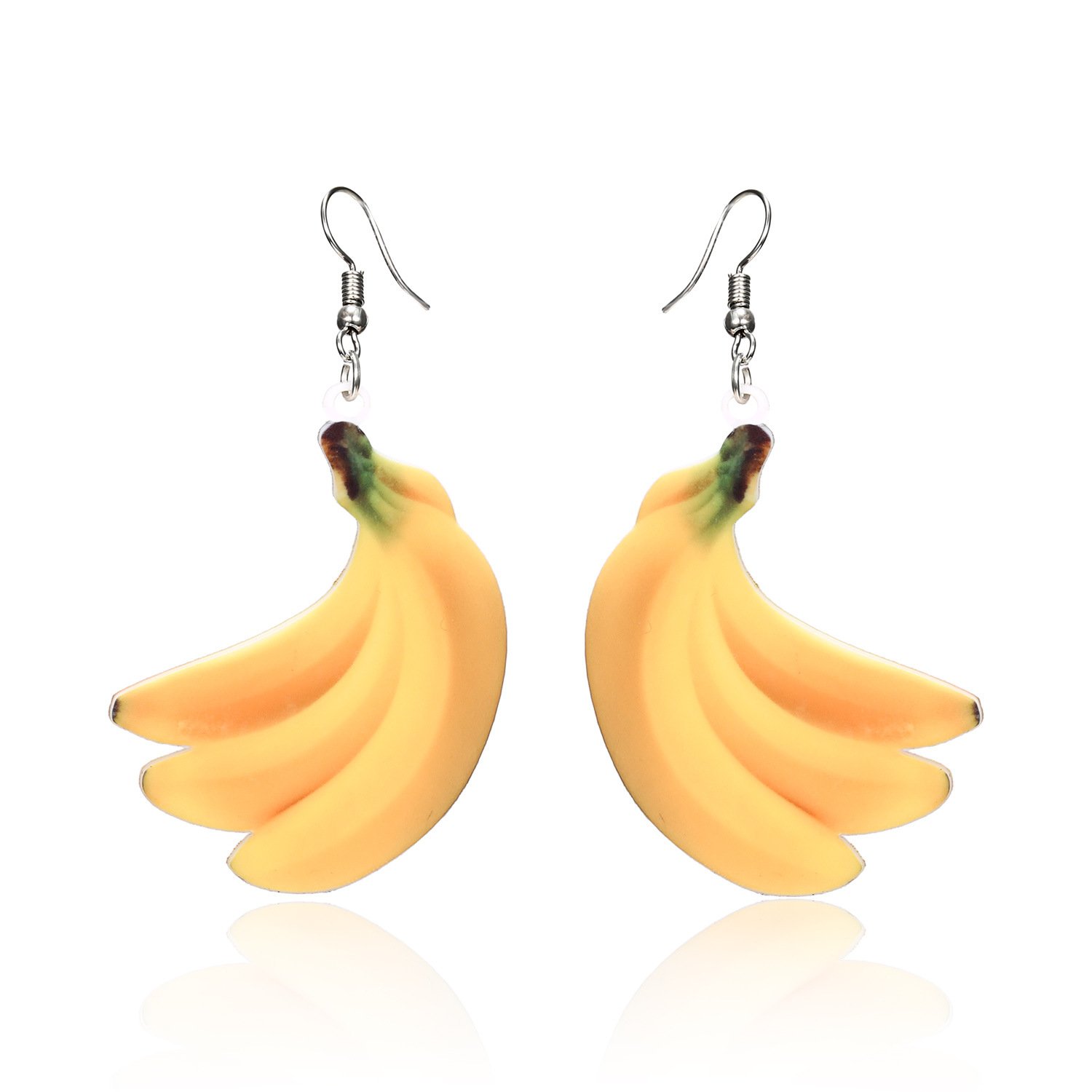 VEINTI+1 Trendy Statement Creative Funny Lifelike Fruits Acrylic Flat Earrings Banana Earrings for Women (Banana)