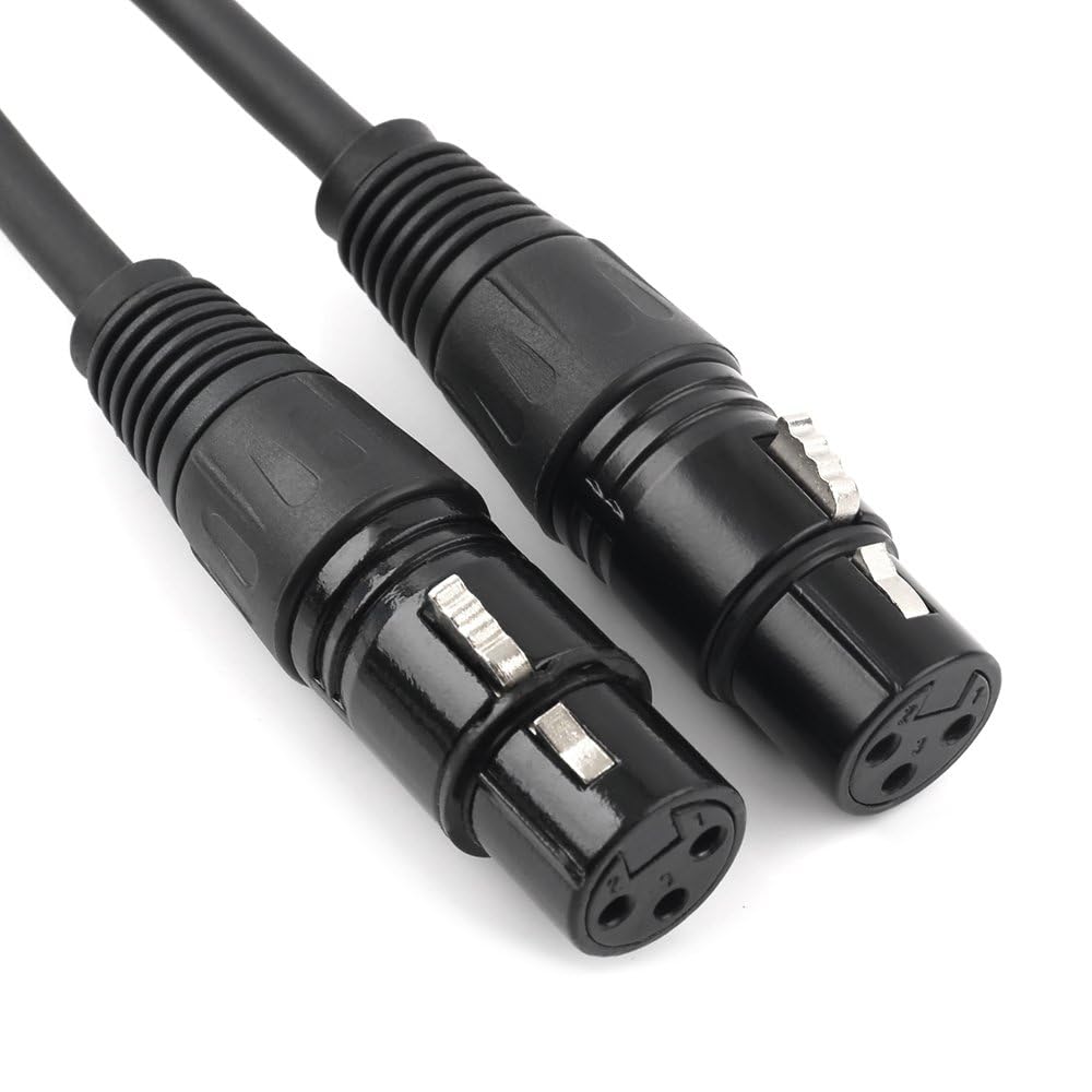 tisino XLR Y-Splitter Cable, Dual Female XLR to Male XLR Mic Combiner Y Cord Balanced Microphone Adaptor Patch Cable (3 Pin 2 Female to 1 Male)- 1.5 Feet