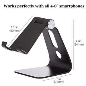 Amazon Basics Adjustable Aluminum Cell Phone Desk Stand for iPhone and Android, Black, 3.3 x 3 x 4.2 Inch (LxWxH)