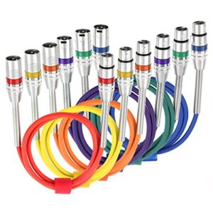 disino 6 pack multi-color xlr patch cables, 3-pin balanced xlr male to female microphone cable mic cords - 3.3 feet/1 meter