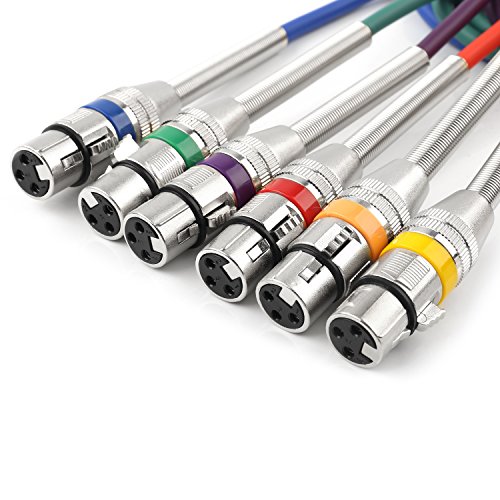 Disino 6 Pack Multi-Color XLR Patch Cables, 3-Pin Balanced XLR Male to Female Microphone Cable Mic Cords - 3.3 feet/1 Meter