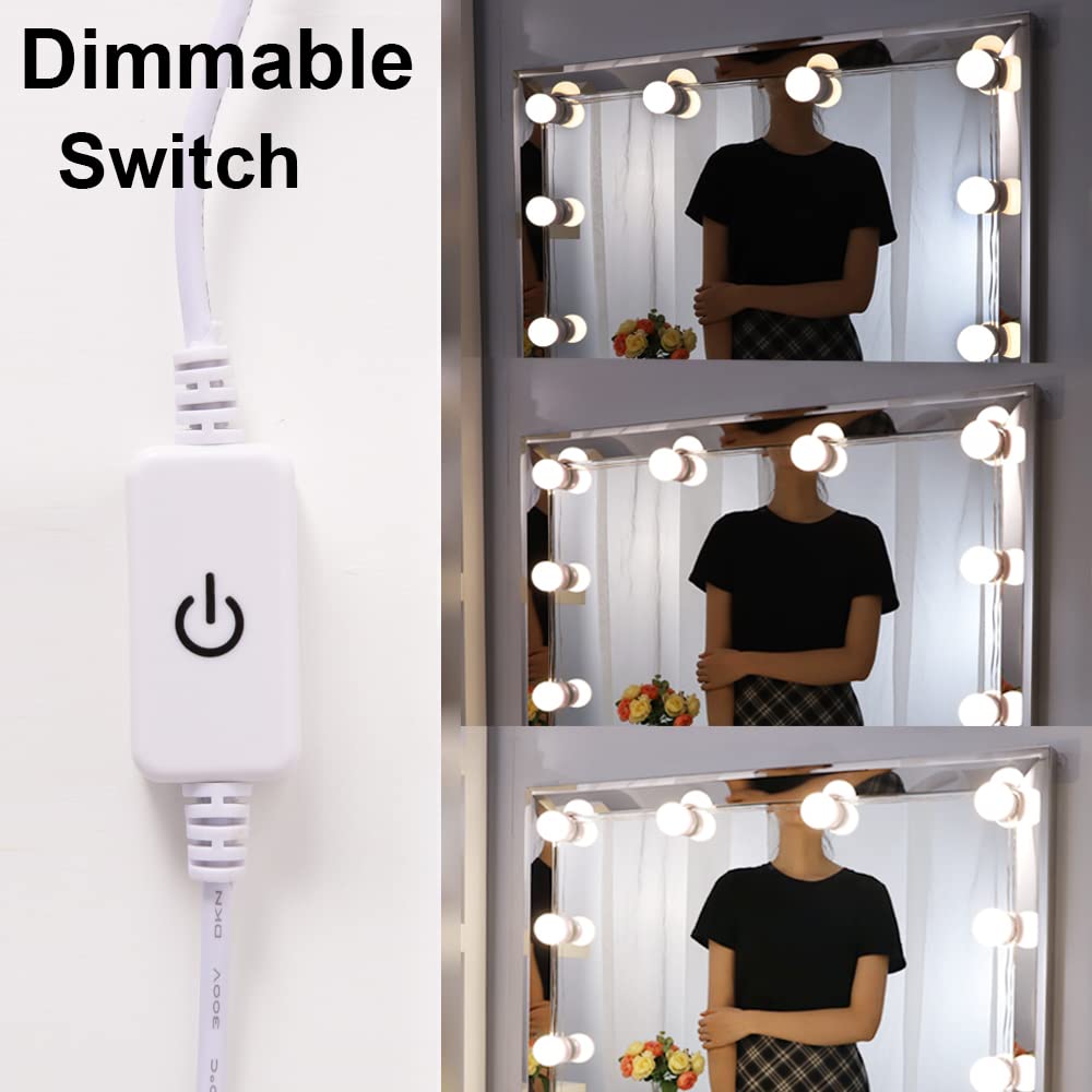 Chende Hollywood Vanity Lights for Makeup, LED Vanity Mirror Lights with 14 Dimmable Bulbs and AC Adapter, Stick on Makeup Lights for Dressing Room, Mirror Not Included