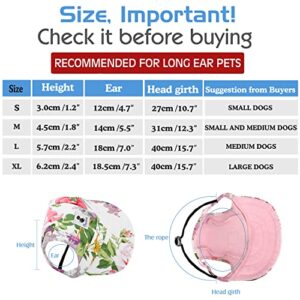 Pawaboo Dog Baseball Cap, Adjustable Dog Outdoor Sport Sun Protection Baseball Hat Cap Visor Sunbonnet Outfit with Ear Holes for Puppy Small Dogs, XL, Floral Purple