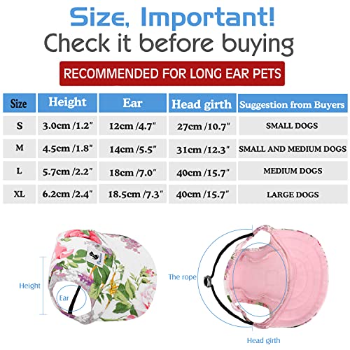 Pawaboo Dog Baseball Cap, Adjustable Dog Outdoor Sport Sun Protection Baseball Hat Cap Visor Sunbonnet Outfit with Ear Holes for Puppy Small Dogs, XL, Floral Purple