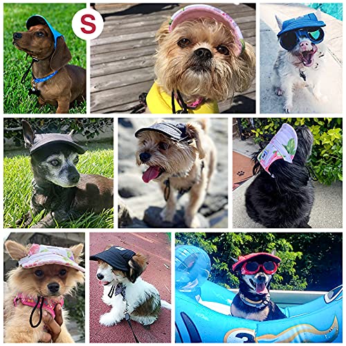 Pawaboo Dog Baseball Cap, Adjustable Dog Outdoor Sport Sun Protection Baseball Hat Cap Visor Sunbonnet Outfit with Ear Holes for Puppy Small Dogs, XL, Floral Purple