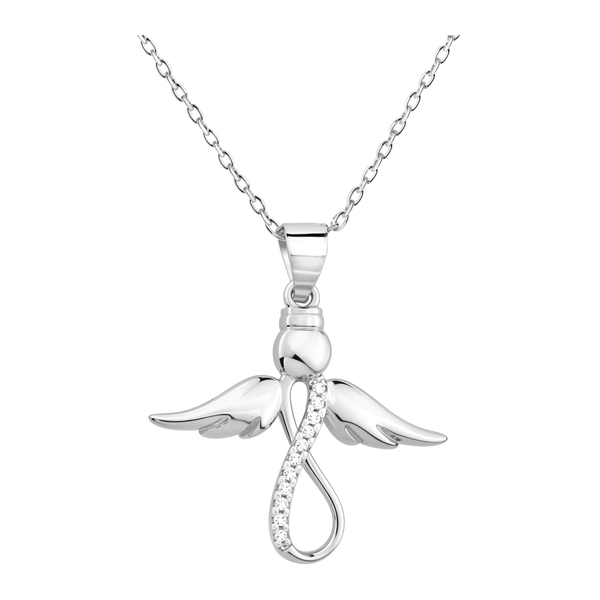 Sofia Milani - Solid 925 Sterling Silver Necklace for Women - with Zirconia Stones - Guardian Angel Pendant - 50157