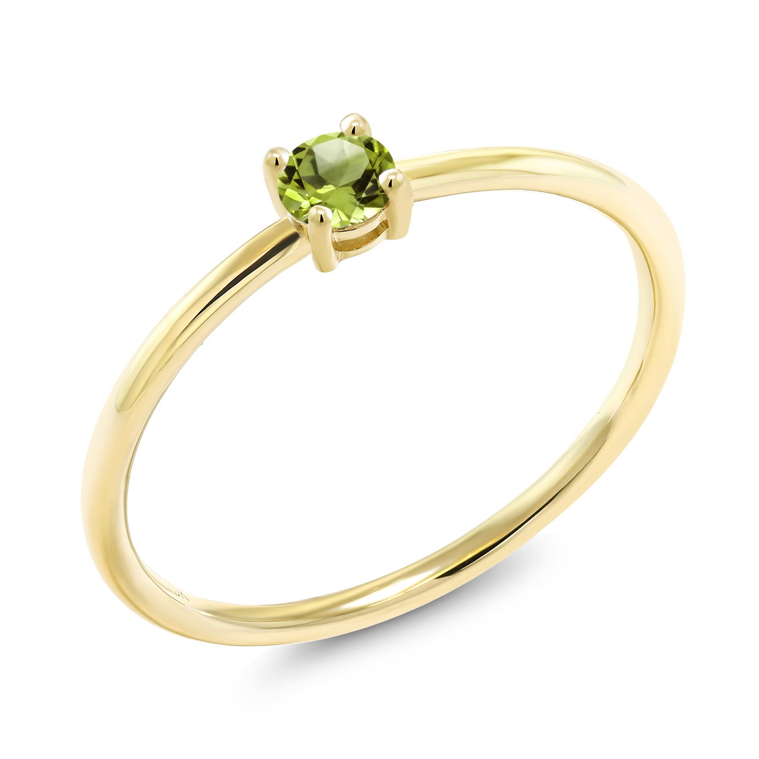 Gem Stone King 10K Yellow Gold 3.5MM Round Gemstone Birthstone Solitaire Engagement Ring | Wedding Anniversary Promise Gold Ring For Women | Available In Size 5, 6, 7, 8, 9