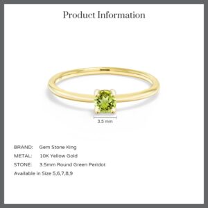 Gem Stone King 10K Yellow Gold 3.5MM Round Gemstone Birthstone Solitaire Engagement Ring | Wedding Anniversary Promise Gold Ring For Women | Available In Size 5, 6, 7, 8, 9