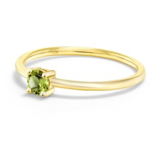 Gem Stone King 10K Yellow Gold 3.5MM Round Gemstone Birthstone Solitaire Engagement Ring | Wedding Anniversary Promise Gold Ring For Women | Available In Size 5, 6, 7, 8, 9