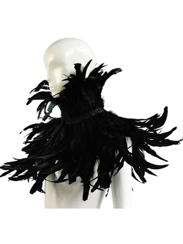 HOMELEX Black Witch Feather Collar Crow Shawl Costume Halloween Swan Wings Accessories Cape for Women