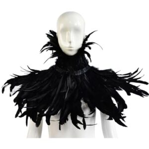 HOMELEX Black Witch Feather Collar Crow Shawl Costume Halloween Swan Wings Accessories Cape for Women