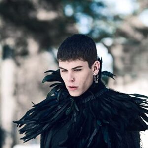 HOMELEX Black Witch Feather Collar Crow Shawl Costume Halloween Swan Wings Accessories Cape for Women