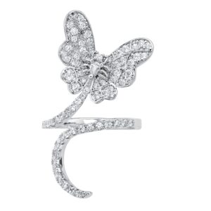 palmbeach platinum-plated round cubic zirconia flower or butterfly wraparound ring size 8