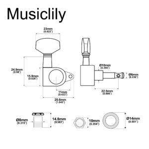 Musiclily Pro 3+3 Epi Style Sealed Guitar Tuning Pegs Keys Machine Heads Tuners Set for Les Paul Style Electric Guitar, Big Button Chrome