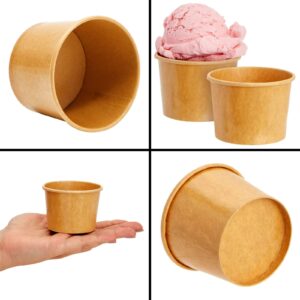 Juvale 100 Pack Disposable Paper Ice Cream Cups, Dessert Bowls for Sundae Bar, Frozen Yogurt (Brown, 5 oz)