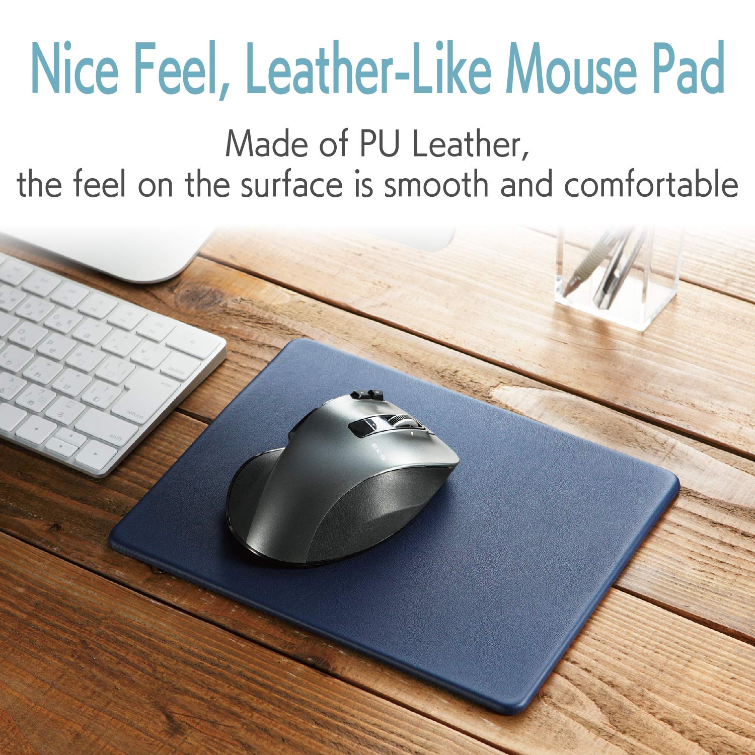 ELECOM Soft Leather Mouse Pad Large Size/PU Leather/Anti Skid/Soft/Precise Control Navy MP-SL02NV