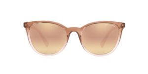 a|x armani exchange women's ax4077sf low bridge fit oval sunglasses, transparent tundra/rose/rose gold mirrored/grey, 56 mm