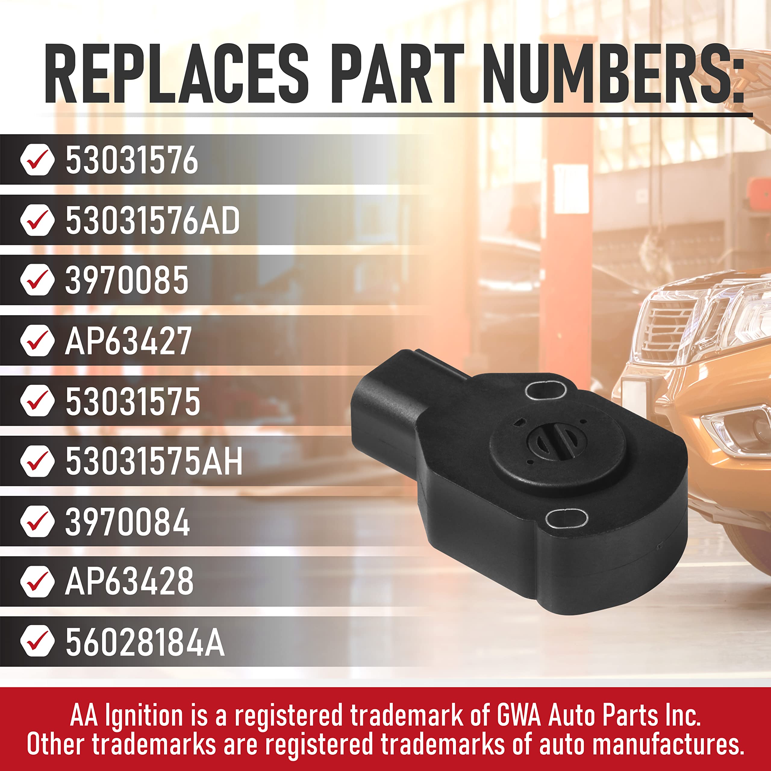 Throttle Position Sensor TPS, Replaces AP63427, 53031575, 53031575AH - Fits Dodge Ram 2500, 3500 1998-2004 - 5.9L Cummins Engine 98, 99, 01, 00, 02, 03, 04 Accelerator Pedal Position Sensor APPS