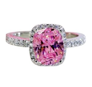 kuyiuif brilliant cut solitaire cubic zirconia cz engagement ring 18k white gold pink austria crystal lady bridal wedding engagement (7)