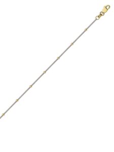 azurebella jewelry 14k two-tone white and yellow gold satellite bead curb chain necklace, 16-inch