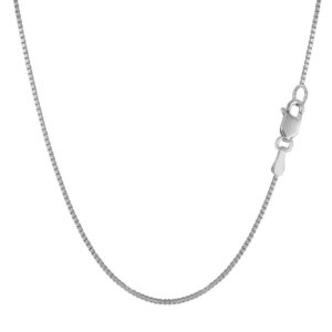 jewelry affairs 18k white solid gold mirror box chain necklace, 0.8mm, 20"