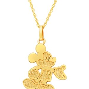 Disney Mickey Mouse 14kt Yellow Gold Classic Mickey Pendant Necklace, 15" Mickey's 90th Birthday Anniversary