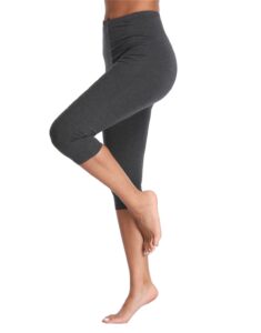 kotii women's summer lightweight capri leggings plus size crop leggings stretch tights pants,dark grey,large