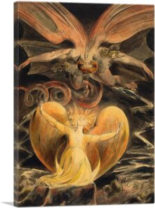 artcanvas the great red dragon and the woman clothed with sun 1805 canvas art print stretched framed painting picture poster giclee wall decor by william blake - 26" x 18" (0.75" deep)