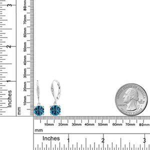 Gem Stone King 925 Sterling Silver London Blue Topaz and White Diamond Earrings For Women (3.71 Cttw, Gemstone November Birthstone, Cushion 7MM)