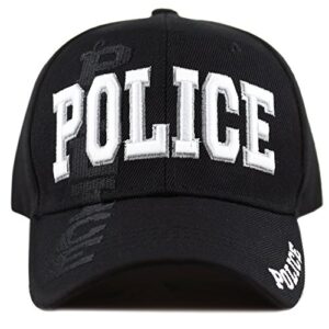 The Hat Depot Law Enforcement Police Officer 3D Embroidered Baseball Cap (Police-Black)