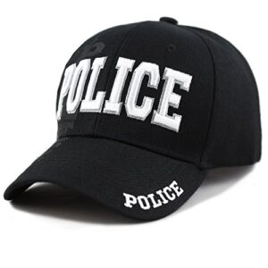 The Hat Depot Law Enforcement Police Officer 3D Embroidered Baseball Cap (Police-Black)