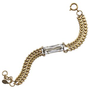 Catherine Popesco Goldtone Zigzig Chain Light Gray Rectangle Crystal Statement Bracelet, 1795G Shade