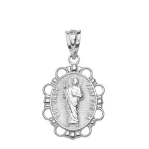 claddagh gold 925 sterling silver st. jude thaddeus pray for us oval medal pendant