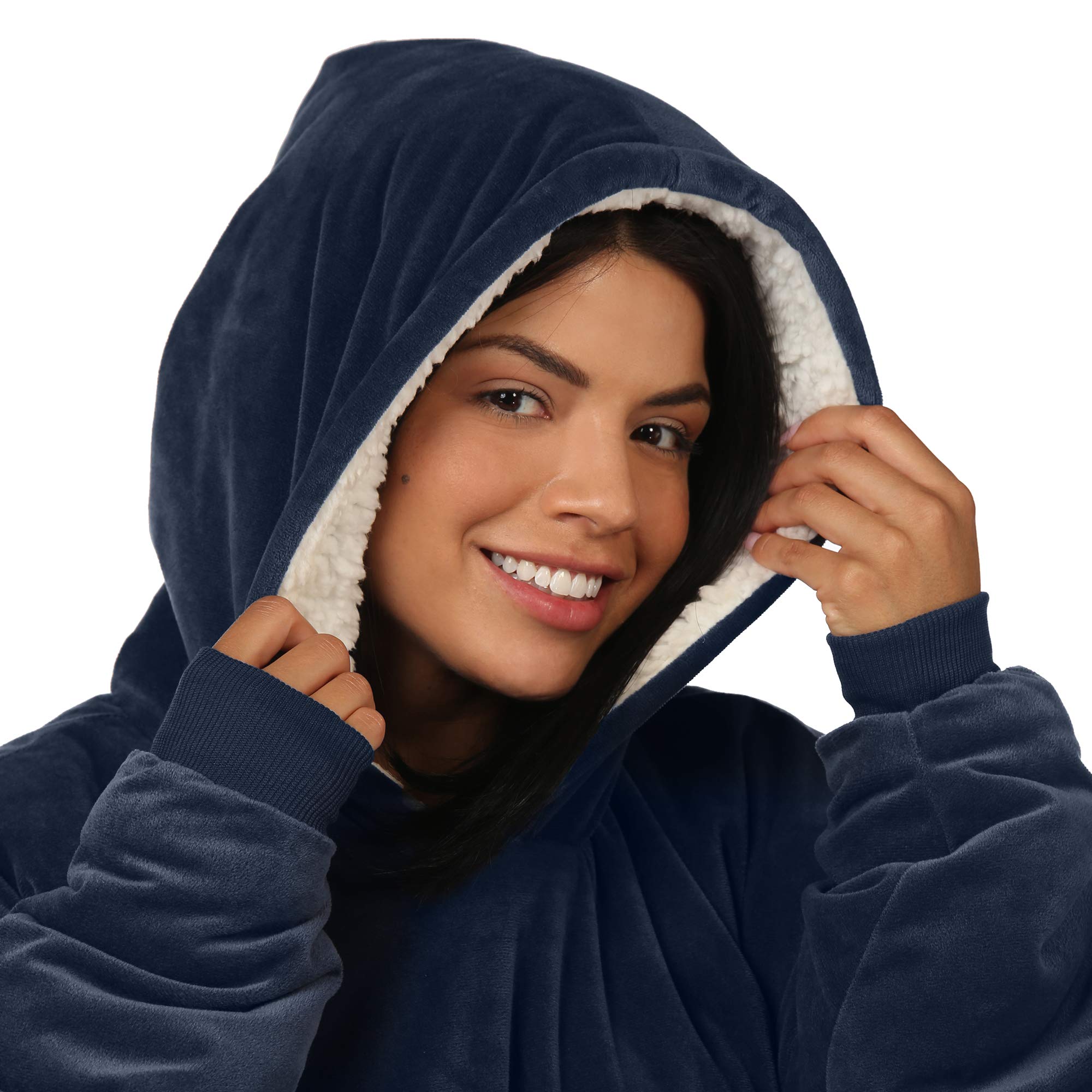 THE COMFY Original | Oversized Microfiber & Sherpa Wearable Blanket, Seen On Shark Tank, One Size Fits All (Blue)