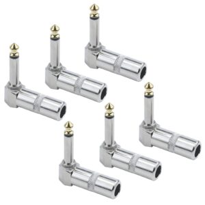 antrader 6-pack mono 1/4" right angle plugs ts male audio adapters guitar speaker plug nickel finish