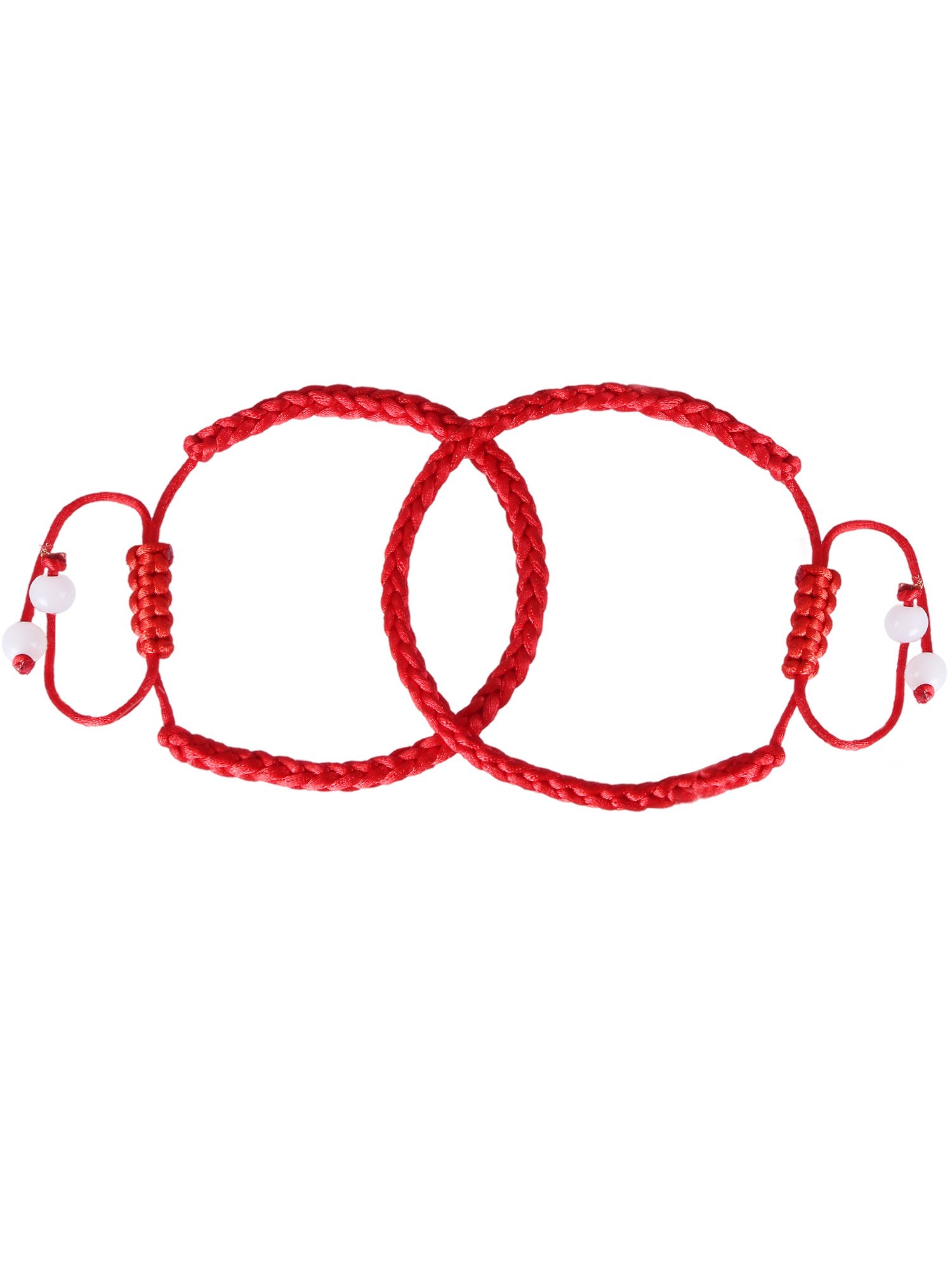 Gejoy 12 Pieces Handmade Kabbalah Red String Bracelet Adjustable Luck Bracelet with 2 Pieces White Bead for Success