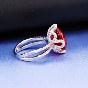 Uloveido Ladies Cushion Cut Simulated Red Ruby Rings Vintage - Unique Red Flower Birthstone Ring Birthday Gifts Present for her Women RJ212-8