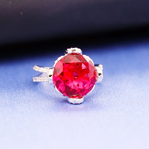 Uloveido Ladies Cushion Cut Simulated Red Ruby Rings Vintage - Unique Red Flower Birthstone Ring Birthday Gifts Present for her Women RJ212-8