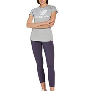 New Balance Women's NB Essentials Stacked Logo Short Sleeve 19, Athletic Grey, Large