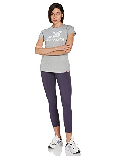 New Balance Women's NB Essentials Stacked Logo Short Sleeve 19, Athletic Grey, Large