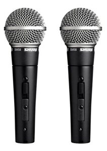 shure sm58s professional vocal microphone w/on/off switch (2 pack), xlr