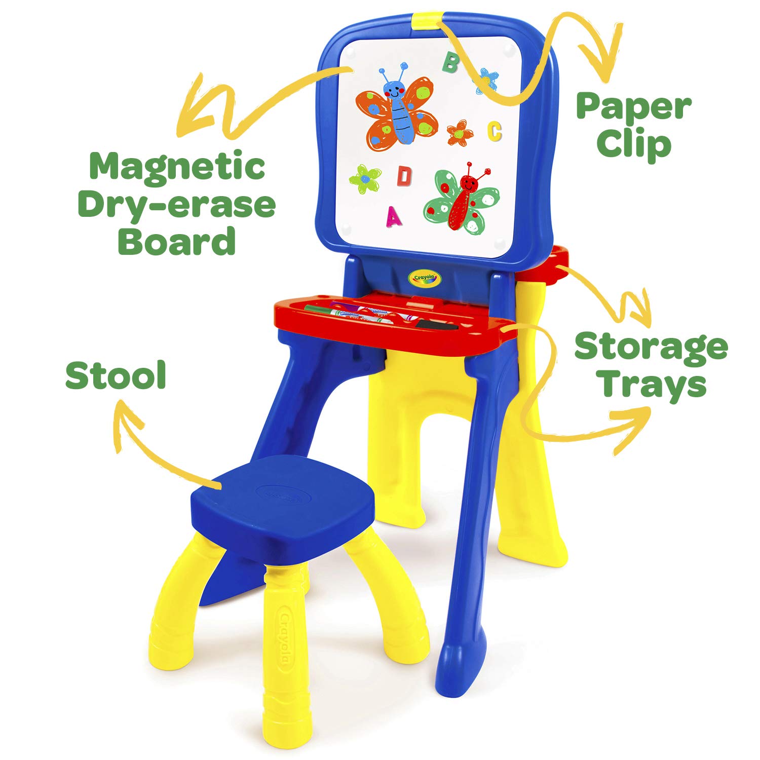 Crayola: Triple-The-Fun Art Studio - Converts Into Activity Desk, Includes Stool, Magnetic Dry Erase Board, Ages 3+