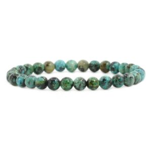 Justinstones Natural African Turquoise Gemstone 6mm Round Beads Stretch Bracelet 6.5 Inch