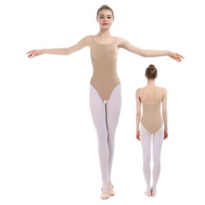 imucci professional women and girl nude leotard seamless camisole undergarment with transition strap