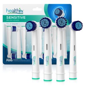 compatible with oral-b electric toothbrush sensitive replacement head generic - 8-pack | gentle-action tooth brush heads with dupont bristles | sensitive gums & teeth & gentle whitening action | braun