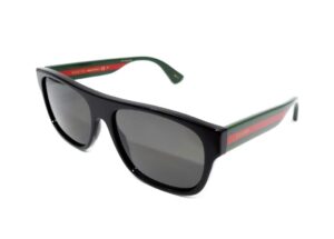 gucci 0341 black web stripe square polarized sunglasses