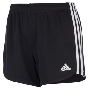 adidas girls' big 3-stripes mesh shorts, adi black, large