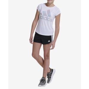 adidas Girls' Big 3-Stripes Mesh Shorts, Adi Black, Large