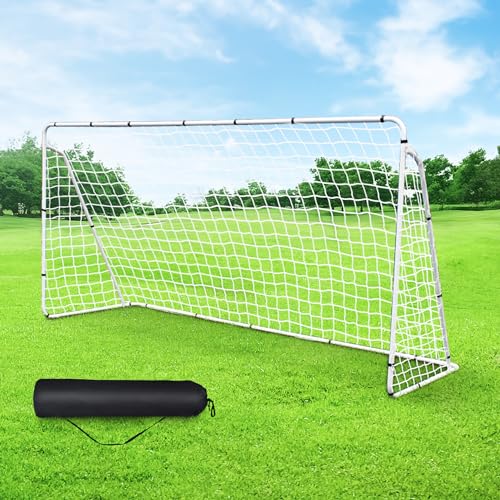 F2C Soccer Net 12 x 6 Soccer Goal for Backyard, Steel Frame for Kids, Adult Portable Shooting Training Aid with Carry Bag,Ground Stakes Waterproof